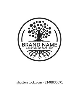 Oak tree logo design vector illustration