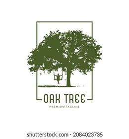 oak tree logo illustration template vector