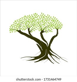 Oak tree logo illustration. Vector silhouette of a tree