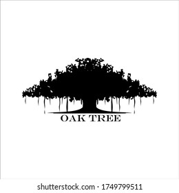 Ilustración del logo de un árbol de roble. Silueta vectorial de un árbol.