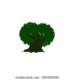 Oak tree logo illustration. Vector silhouette of a tree.