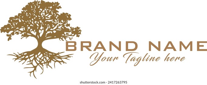 Oak tree logo illustration. Vector silhouette of a tree. | Tree logos, Tree logo design, Logo illustration