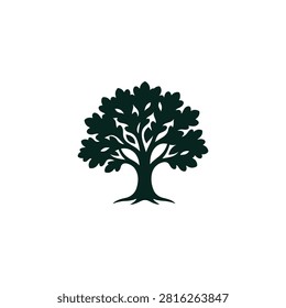 Oak Tree Logo – Minimal Green Nature Tree Icon for Eco, Forest and Organic Brand