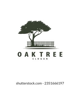 Oak Tree Logo Minimalist Design, Vector Tree Nature Plant Of Life Illustration Template Symbol