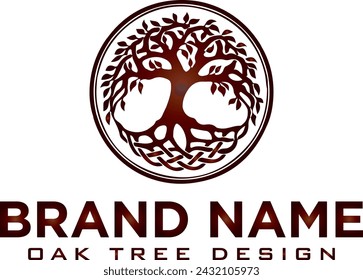 Oak tree logo, Property logo, Modern natural Oak wood symbol. Plant branch vector logo download for your company