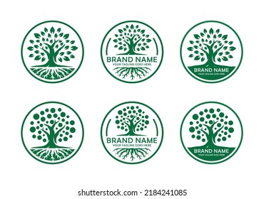 Oak tree logo set design vector illustration