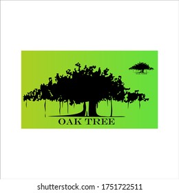 Oak Tree Logo Silhouette isolated, Tree and roots Vector illustration eps 10.