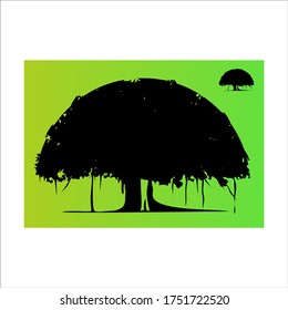 Silhouette con logotipo de árbol de roble aislado, ilustración de árbol y raíces Vector eps 10.
