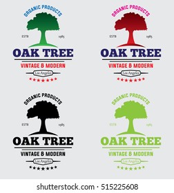 Oak Tree Logo Silhouette isolated. Vector illustration