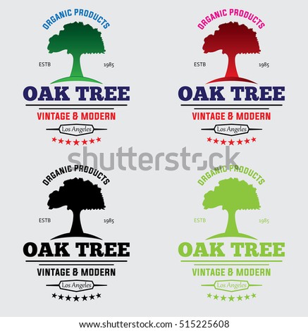 Oak Tree Logo Silhouette isolated. Vector illustration