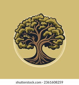 Oak Tree Logo Template Icon. Vector