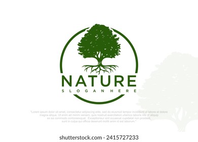 Oak tree logo template . Vector illustration