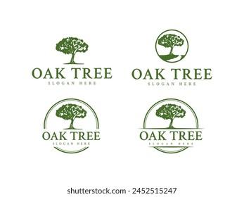 oak tree logo vector illustration, tree green logo template