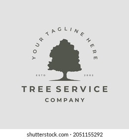 oak tree logo vintage vector illustration template icon design. nature of environment wood and leaf emblem retro with typography style