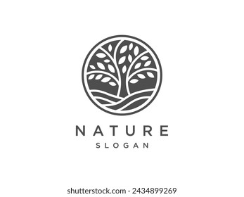 Logotipo de árbol de roble.Natural Vector Tree Logo. Plantilla de diseño de crecimiento