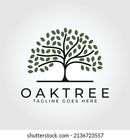 oak Tree minimalist logo design vector illustration.