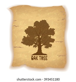 Oak Tree on Old Paper