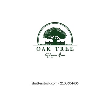 Oak Tree Residential Vintage Logo Design Vector