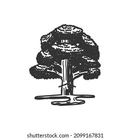 Icono de inicio raíz de árbol de roble Ilustración Ilustración Identidad de marca