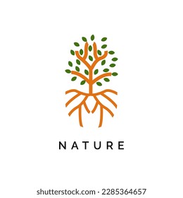 Oak Tree Root Logo Illustration
