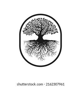 Oak Tree Oak Roots Circle Vector Stock Vector (Royalty Free) 2162307961 ...