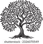 Oak Tree Silhouette, Tree Silhouette