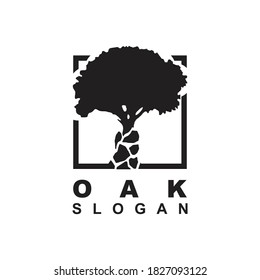 Oak Tree Silhouette Design Vector Logo 
