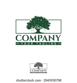 Oak tree silhouette for element design and business symbol. Vector illustration EPS.8 EPS.10