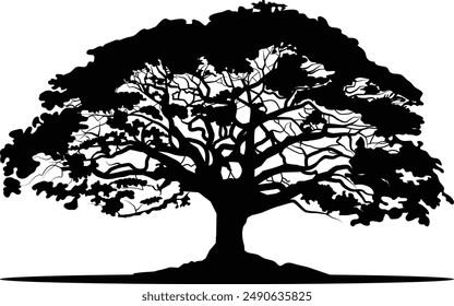 oak tree silhouette icon vector. tree icon for nature landscape