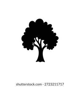 Oak tree silhouette icon vector flat design.
