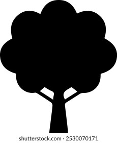 Oak tree silhouette isolated on white background. Tree logo. Vector icon
