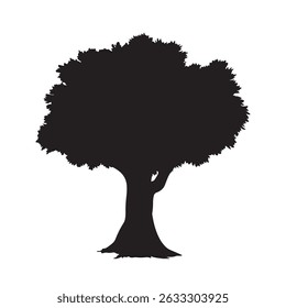 Silueta del árbol de roble aislado en el fondo blanco. Logo del árbol. Icono de Vector