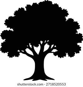 Oak árvore silhueta vetor ícone preto ilustração isolada imagem decalque design