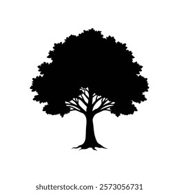 Oak tree silhouette vector design