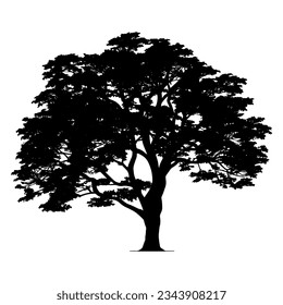 Oak tree silhouette. Vector illustration