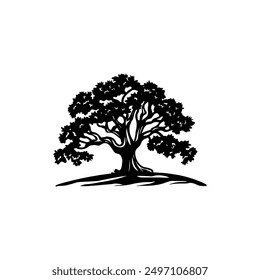 oak tree silhouette vector illustrations. black oak tree isolated on white background