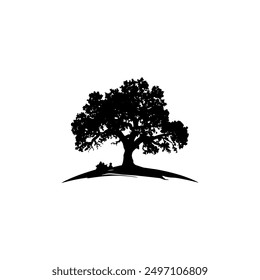 oak tree silhouette vector illustrations. black oak tree isolated on white background