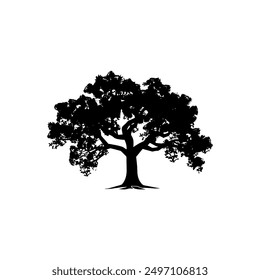 oak tree silhouette vector illustrations. black oak tree isolated on white background