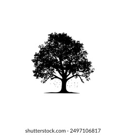 oak tree silhouette vector illustrations. black oak tree isolated on white background