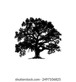 oak tree silhouette vector illustrations. black oak tree isolated on white background