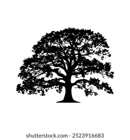 oak tree silhouette vector illustrations. black oak tree isolated on white background