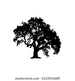 oak tree silhouette vector illustrations. black oak tree isolated on white background