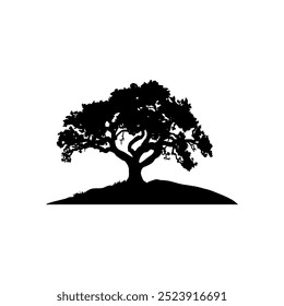 oak tree silhouette vector illustrations. black oak tree isolated on white background