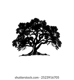 oak tree silhouette vector illustrations. black oak tree isolated on white background