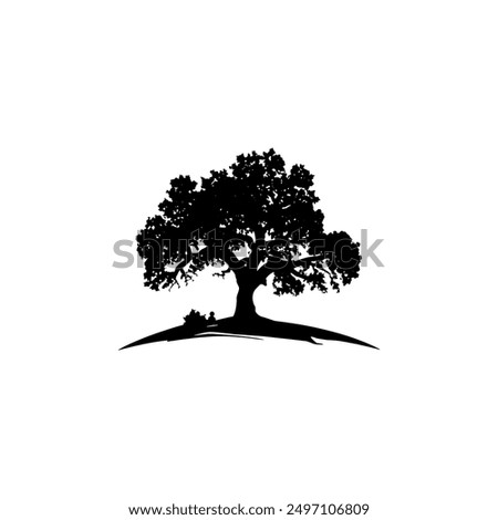 oak tree silhouette vector illustrations. black oak tree isolated on white background