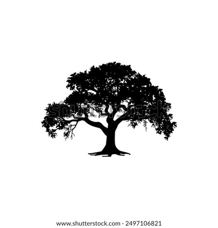 oak tree silhouette vector illustrations. black oak tree isolated on white background
