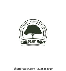 Oak tree silhouette vector logo illustration design. 