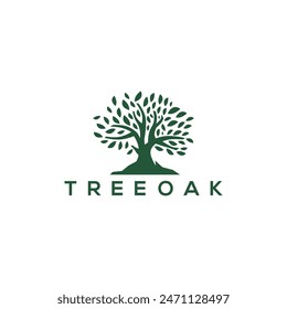 Oak Tree Silhouette of Tree Vector Logo Design Template