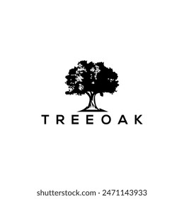 Oak Tree Silhouette of Tree Vector Logo Design Template