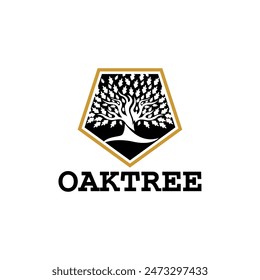 Oak Tree Silhouette of Tree Vector Logo Design Template